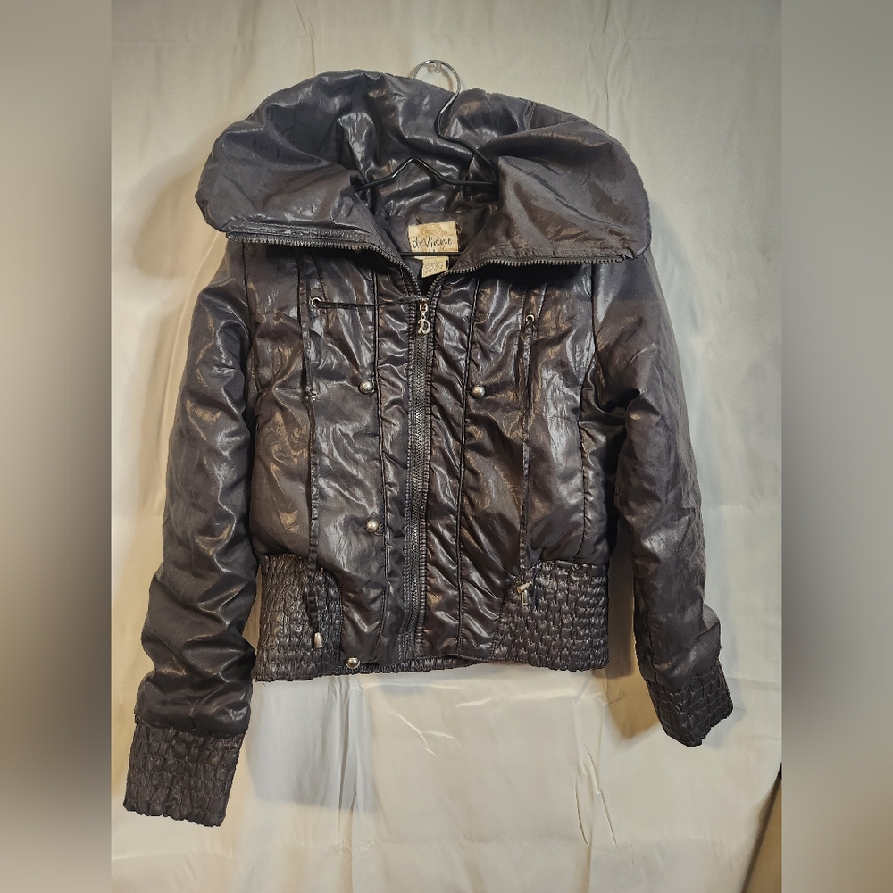 DaVinci faux leather puffer jacket size L EUC